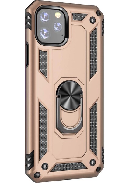 Apple iPhone 11 Pro Kılıf Military Ring Holder Gold