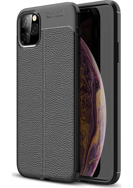 Apple iPhone 11 Pro Kılıf Deri Dokulu Silikon Siyah