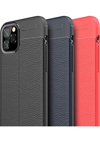 Apple iPhone 11 Pro Kılıf Deri Dokulu Silikon Siyah