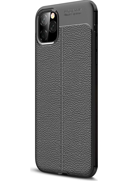 Apple iPhone 11 Kılıf Deri Dokulu Silikon Siyah