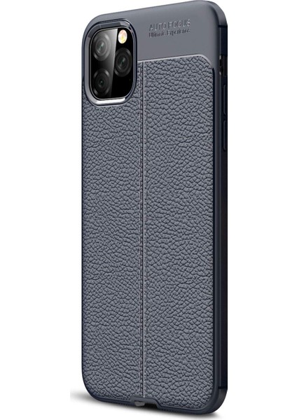 Apple iPhone 11 Kılıf Deri Dokulu Silikon Lacivert