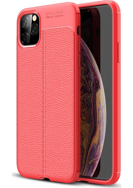 Apple iPhone 11 Kılıf Deri Dokulu Silikon Kırmızı fiyatları