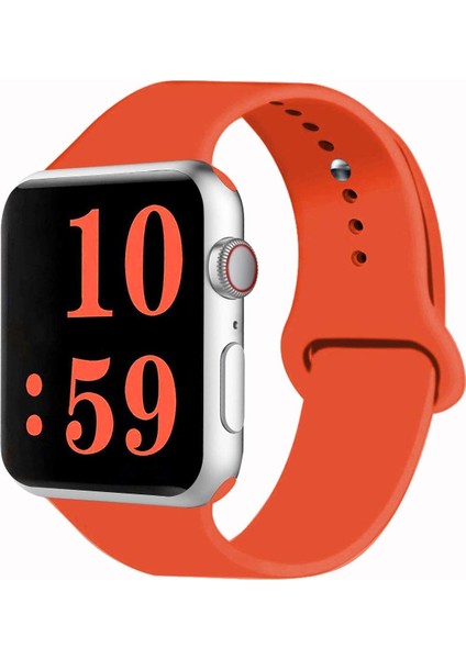 Apple Watch Seri 7/6/SE/5/4 Silikon Spor Kordon 44mm 42mm 45mm Uyumlu Koyu Turuncu