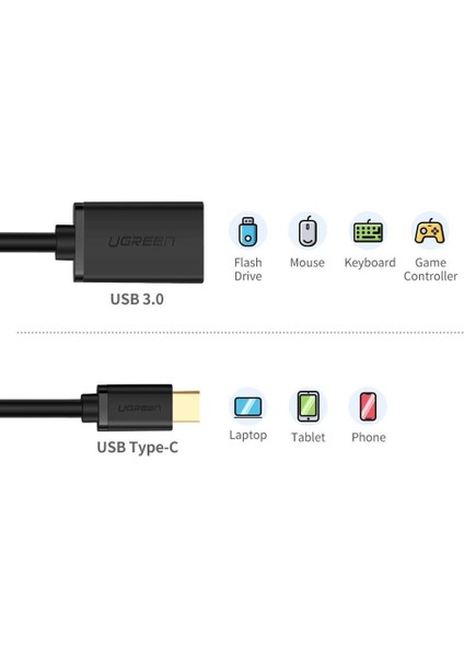 Type-C USB 3.0 OTG Çevirici Kablo Apple/Samsung - Siyah