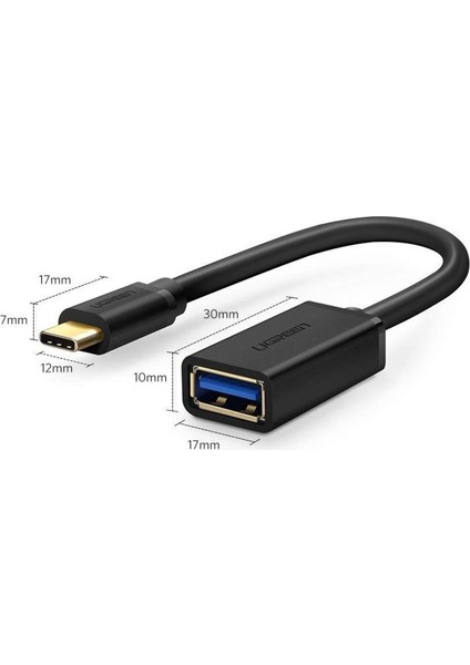 Type-C USB 3.0 OTG Çevirici Kablo Apple/Samsung - Siyah