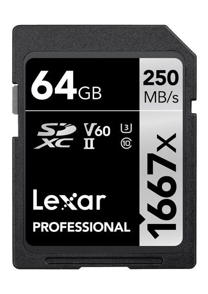 64GB 1667X SDXC 4K V60 U3 C10 250MB/sn Hafiza Kart (Silver Series) LSD64GCB1667