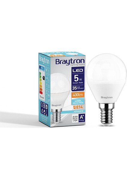 LED Ampul Top 5W E-14 6500K Beyaz Işık Braytron BA11-00513