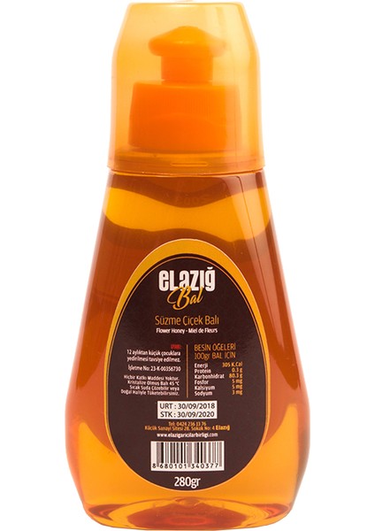 Elazığ Süzme Çiçek Balı 280 gr Sıkılabilir Pet Ambalaj fiyatları