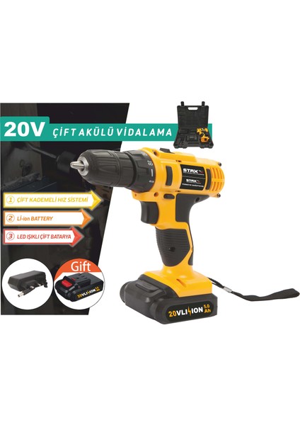 Li-On Darbesiz Çift Akülü Şarjlı Vidalama Matkap Çantalı Set 20V 5AH fiyatları