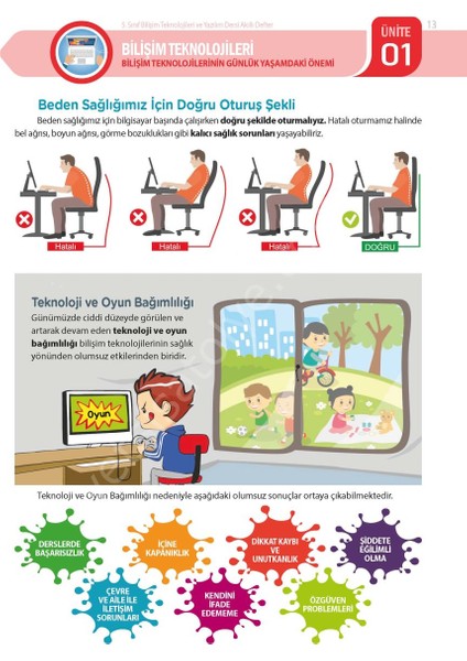 Yetsis Yayınları Bilişim Teknolojileri ve Yazılım Dersi 5. Sınıf Akıllı Defter