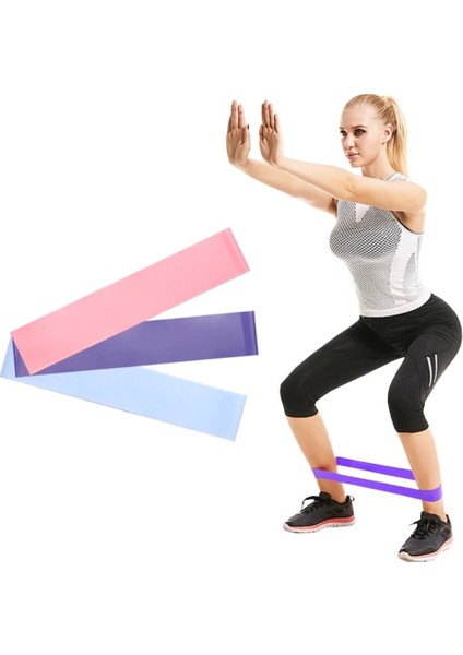 Aerobik Band Latex Aerobik Bandı Pilates Yoga Lastiği 3'lü Set Başlangıç-Orta-Sert Seviye