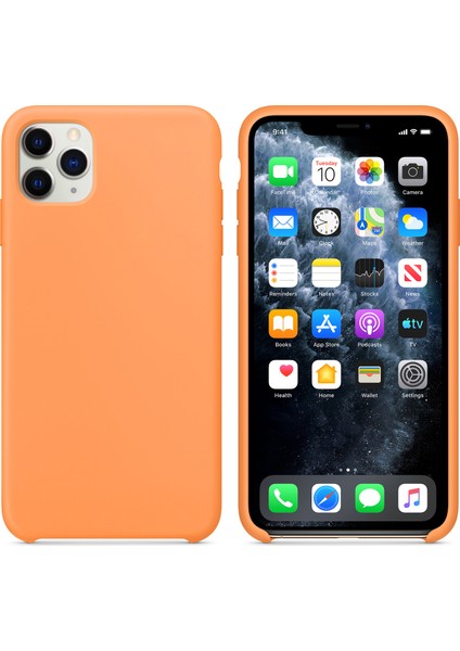 Apple iPhone 11 Pro Max Kılıf Liquid Lansman Silikon Turuncu