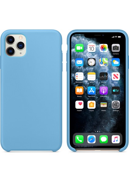 Apple iPhone 11 Pro Max Kılıf Liquid Lansman Silikon Mavi