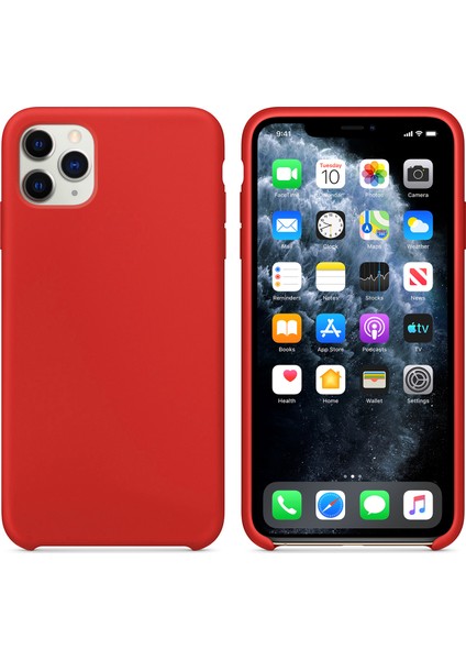 Apple iPhone 11 Pro Max Kılıf Liquid Lansman Silikon Kırmızı fiyatları