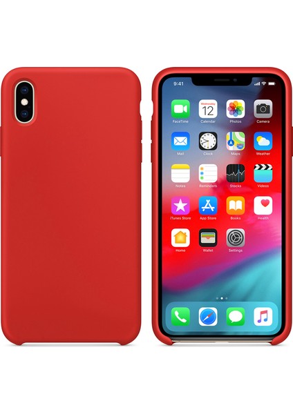 Apple iPhone XS Max Kılıf Liquid Lansman Silikon Kırmızı