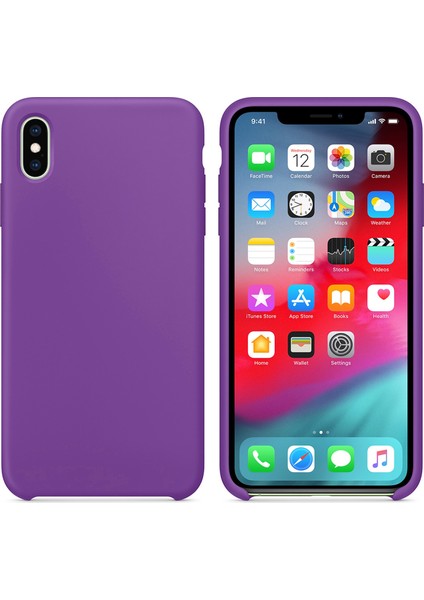 Apple iPhone XS Kılıf Liquid Lansman Silikon Mor