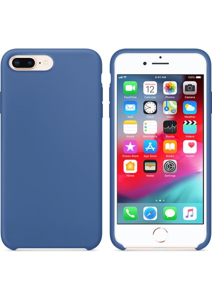 Apple iPhone 8 Plus Kılıf Liquid Lansman Silikon Lacivert