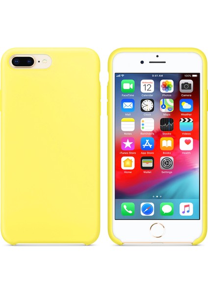 Apple iPhone 8 Plus Kılıf Liquid Lansman Silikon Sarı