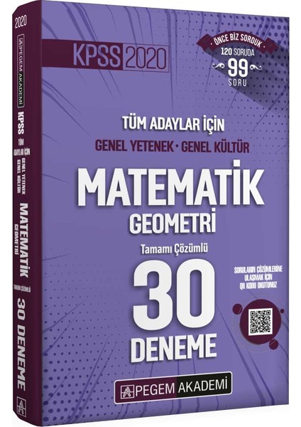 2020 KPSS Genel Yetenek Genel Kültür Matematik - Geometri 30 Deneme
