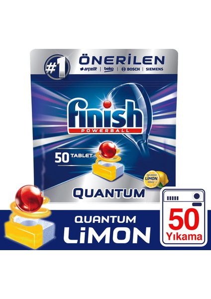 Quantum Bulaşık Makinesi Deterjanı Tableti Limonlu 50 Yıkama