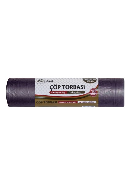 Çöp Torbası Konteyner 120 x 150 Siyah 800 gr 10'lu