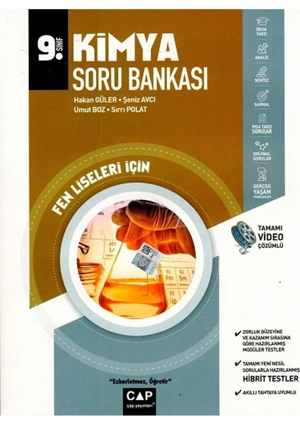 Çap Yayınları 9. Sınıf Fen Lisesi Kimya Soru Bankası