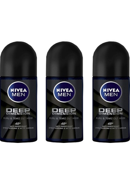 Men Deep Dimension Roll-On Deodorant Erkek 50 ml x 3 Adet