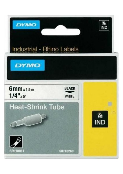 18051 Rhinopro Isıyla Küçülen Şerit (6Mmx1,5Mt) Beyaz-Siyah