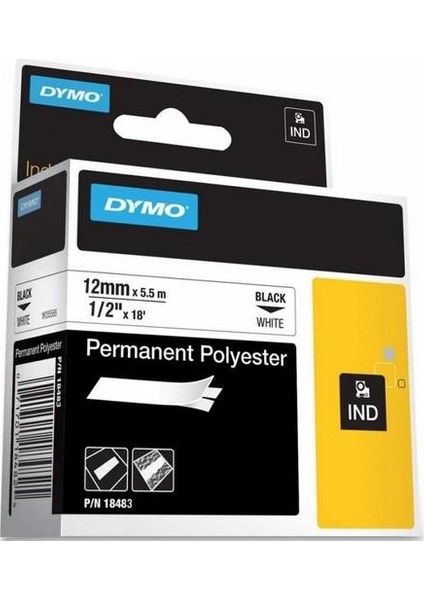 18483 Rhinopro Polyester Şerit (12Mmx5,5Mt) Beyaz-Siyah