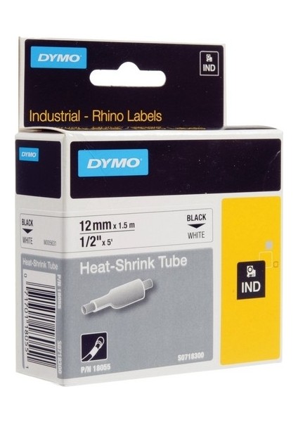 18055 Rhinopro Isıyla Küçülen Şerit (12Mmx1,5Mt) Beyaz-Siyah