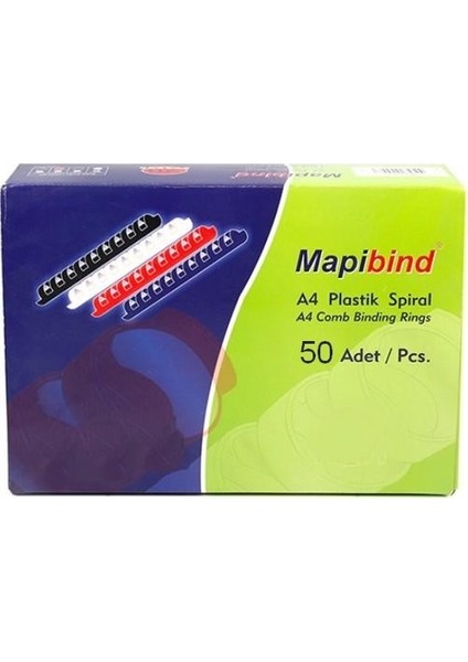 Mapıbınd 38Mm Plastik Spiral Kırmızı 50 Adet