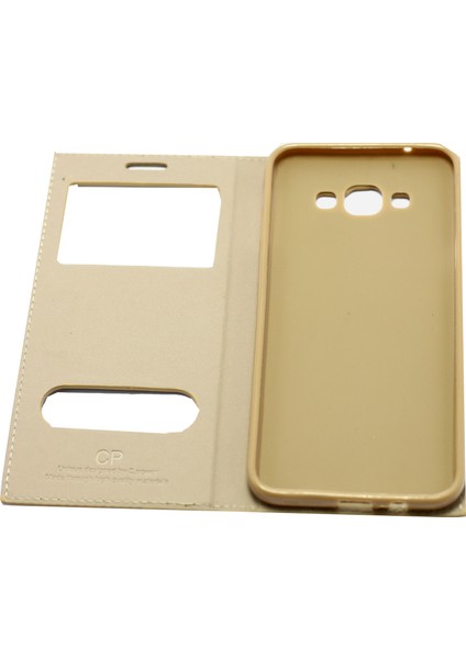Samsung Galaxy A8 Gizli Mıknatıslı Kapaklı Kılıf - Gold