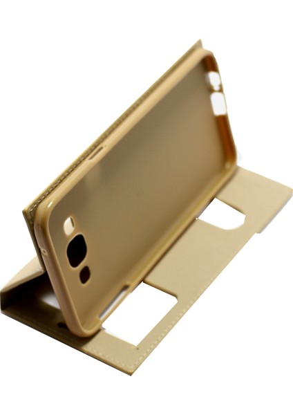 Samsung Galaxy A8 Gizli Mıknatıslı Kapaklı Kılıf - Gold
