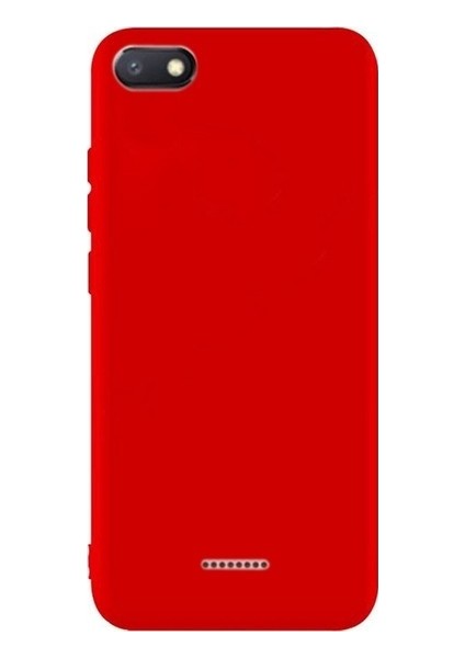 Xiaomi Redmi 6A Kılıf Mat Premium Silikon Kılıf - Kırmızı + Cam Ekran Koruyucu