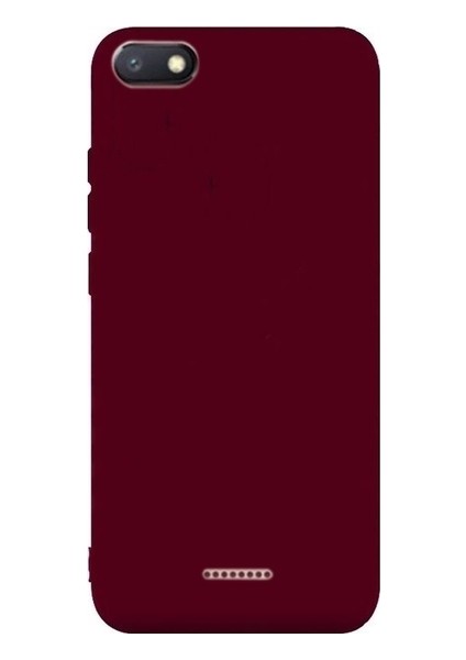 Xiaomi Redmi 6A Kılıf Mat Premium Silikon Kılıf - Bordo + Cam Ekran Koruyucu