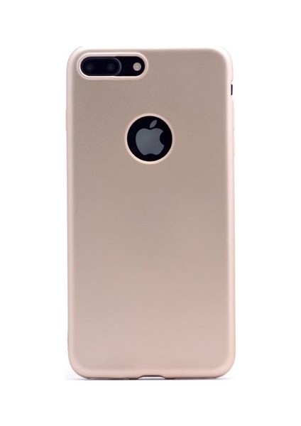 Apple iPhone 8 Plus Ultra İnce Mat Silikon - Gold + Tam Kaplayan 6D Nano Ekran Koruyucu