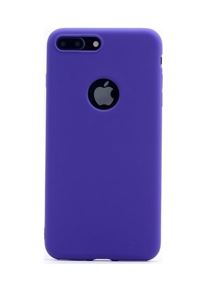 Apple iPhone 8 Plus Ultra İnce Mat Silikon - Lacivert + Tam Kaplayan 6D Nano Ekran Koruyucu