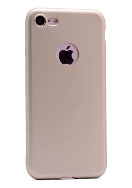 Apple iPhone 7 Kılıf Ultra İnce Mat Silikon - Gold + Tam Kaplayan 6D Nano Ekran Koruyucu