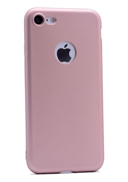 Apple iPhone 7 Kılıf Ultra İnce Mat Silikon - Rose + Tam Kaplayan 6D Nano Ekran Koruyucu