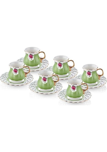 Eliz Kahve Fincanı 6 Lı - Yeşil