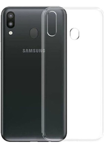 Samsung Galaxy M20 Silikon Kılıf Şeffaf + Cam Ekran Koruyucu Şeffaf