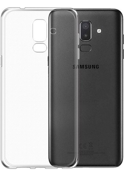 Samsung Galaxy J8 Silikon Kılıf Şeffaf + Cam Ekran Koruyucu Şeffaf