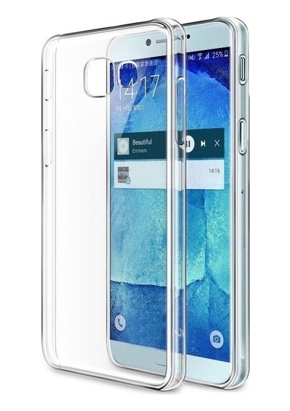 Samsung Galaxy A8 2016 Silikon Kılıf Şeffaf + Nano Ekran Koruyucu Şeffaf