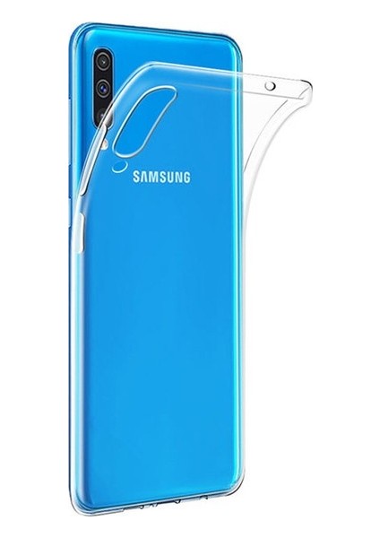 Samsung Galaxy A70 Silikon Kılıf Şeffaf + Tam Kaplayan 5D Cam Ekran Koruyucu Şeffaf