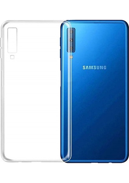 Samsung Galaxy A7 2018 Silikon Kılıf Şeffaf + Tam Kaplayan 5D Cam Ekran Koruyucu Şeffaf
