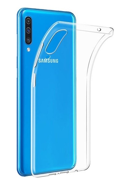 Samsung Galaxy A50 Silikon Kılıf Şeffaf + Cam Ekran Koruyucu Şeffaf
