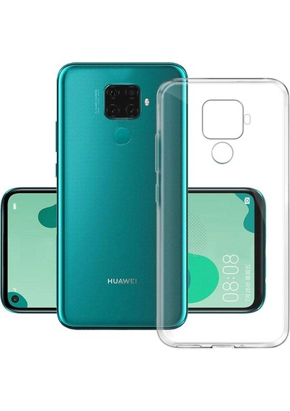 Huawei Mate 30 Lite Silikon Kılıf Şeffaf + Tam Kaplayan 6D Nano Ekran Koruyucu Şeffaf