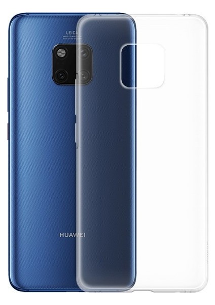 Huawei Mate 20 Pro Silikon Kılıf Şeffaf + Tam Kaplayan 6D Nano Ekran Koruyucu Şeffaf