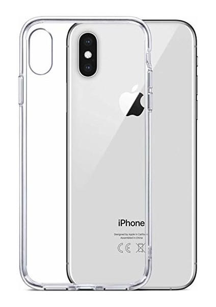 Apple iPhone XS Silikon Kılıf Şeffaf + Tam Kaplayan 5D Cam Ekran Koruyucu Şeffaf