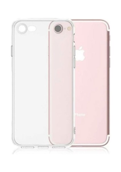 Apple iPhone 8 Silikon Kılıf Şeffaf + Tam Kaplayan 5D Cam Ekran Koruyucu Ekran Koruyucu Siyah